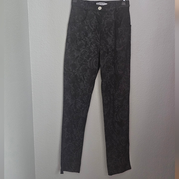 Black scroll print high rise jeans jeggings size 4 - Picture 1 of 6